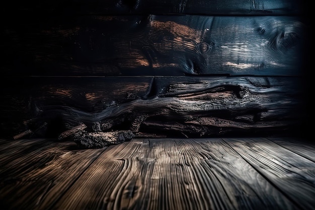 Photo a wooden floor with a dark wood floor and a wooden floor with a dark wood floor.
