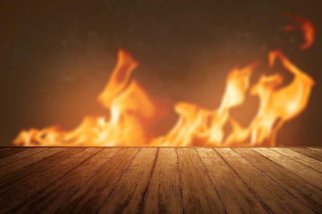 Photo wooden floor with fires and sparks