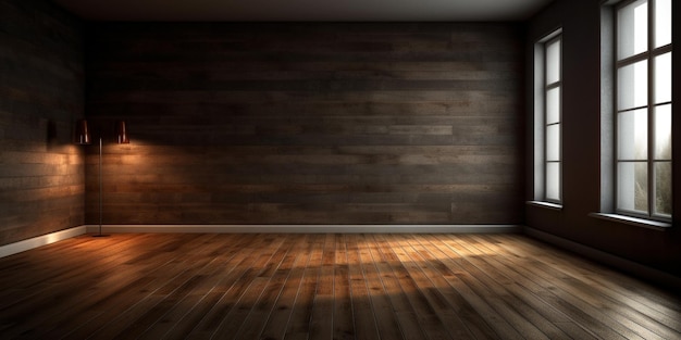 a wooden floor with a light on it