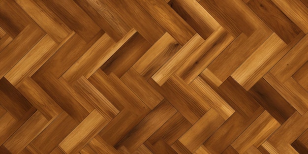 A wooden floor with a pattern of diagonal wood planks.