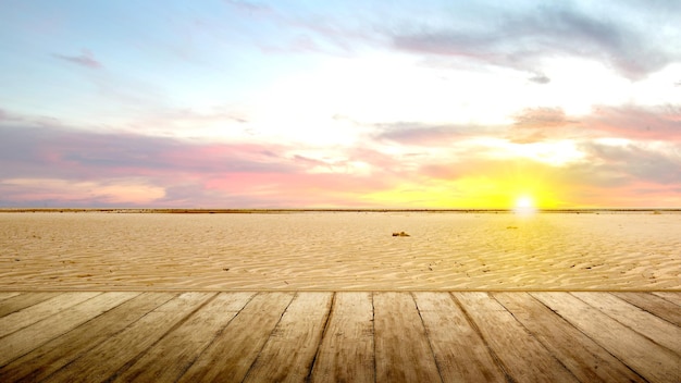 Wooden floor with views of sand dunes