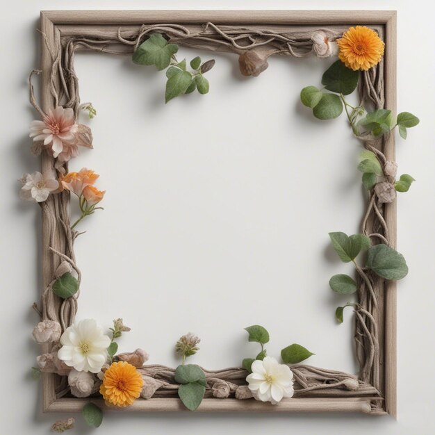 wooden floral frame