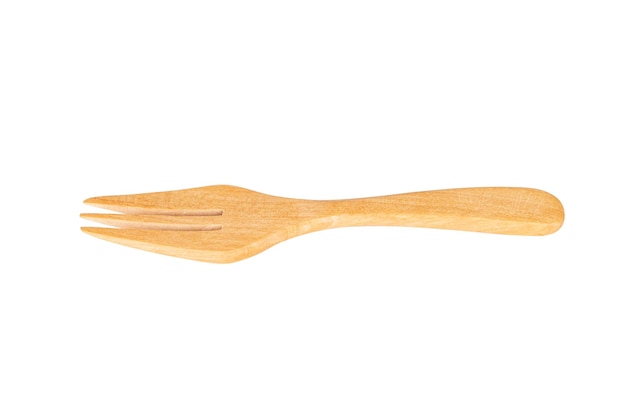 Wooden fork isolated on white background