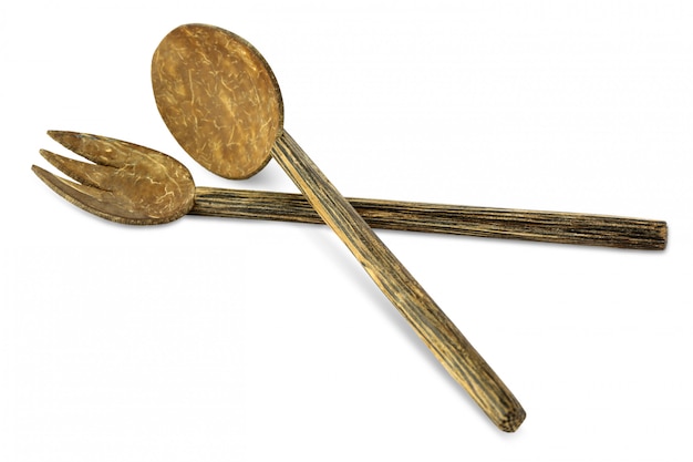 Photo wooden fork and spoon