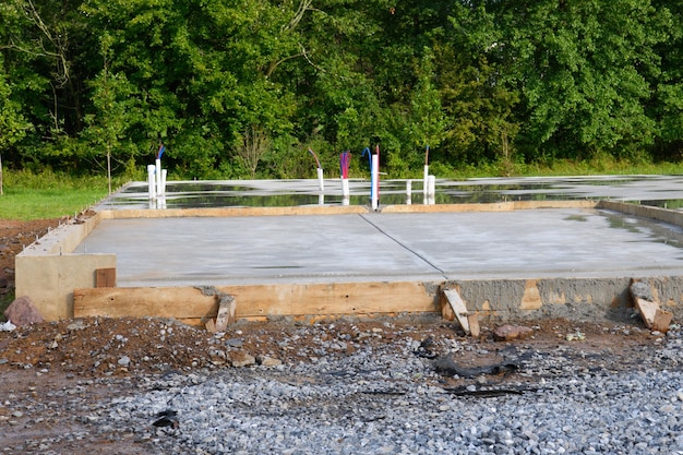 Wooden formwork and foundation for a house cement material floor