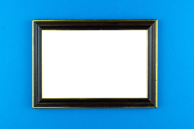 Wooden frame blue background