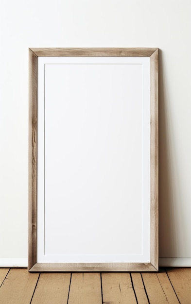 Фото Деревянная рамка для картины на белом фоне