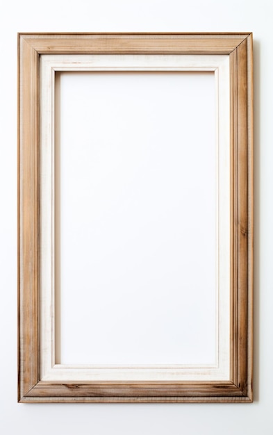 Фото Деревянная рамка для картины на белом фоне