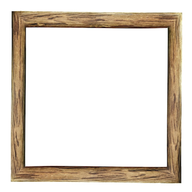 Wooden frame mockup isolated on white