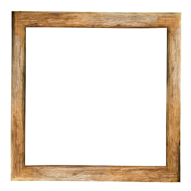 Wooden frame mockup isolated on white