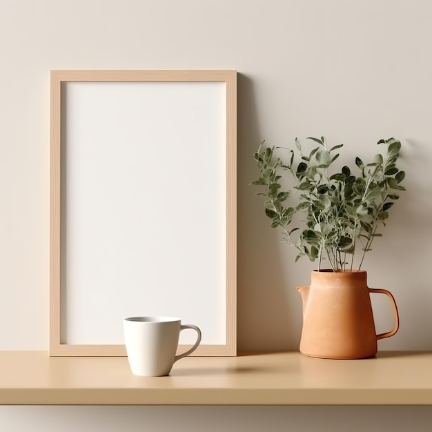 Photo wooden frame mockup in nordic interior