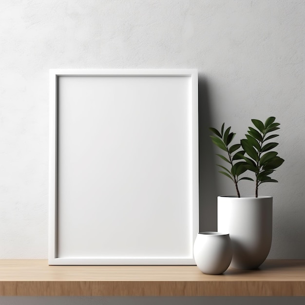 wooden frame mockup in nordic interior