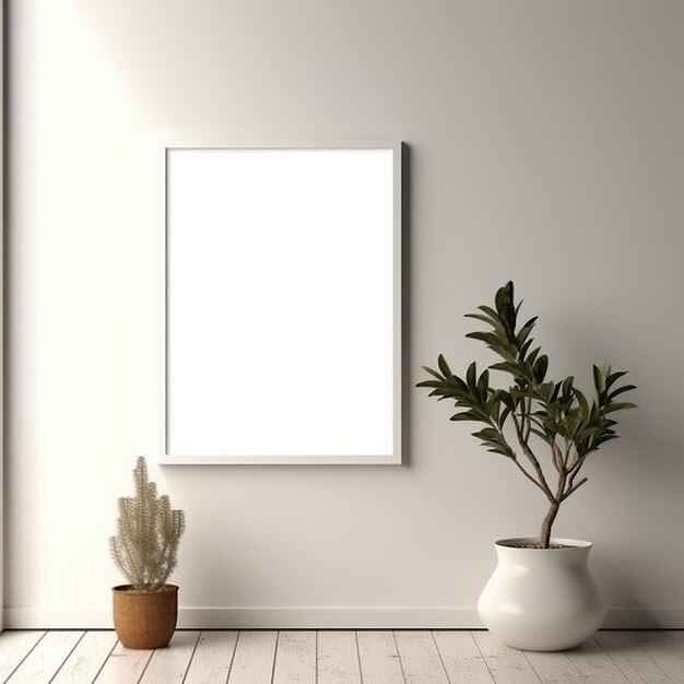 Photo wooden frame mockup in nordic interior