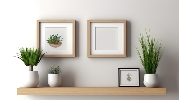 Photo wooden frame mockup in nordic interior