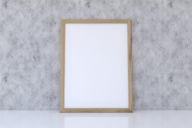 Wooden Frame Mockup with Concrete Texture