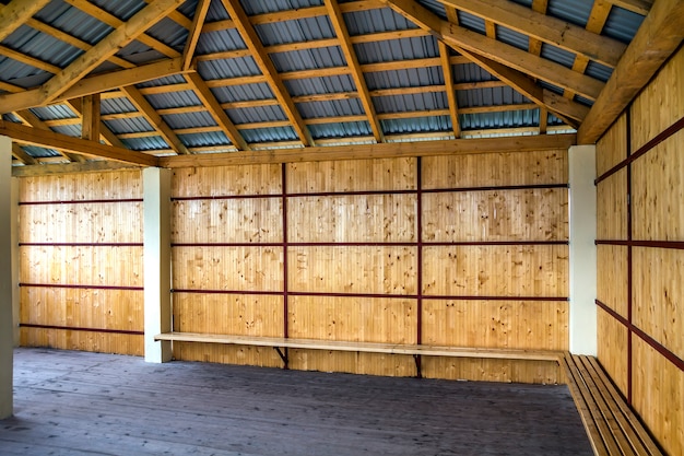 Wooden frame of new roof from inside