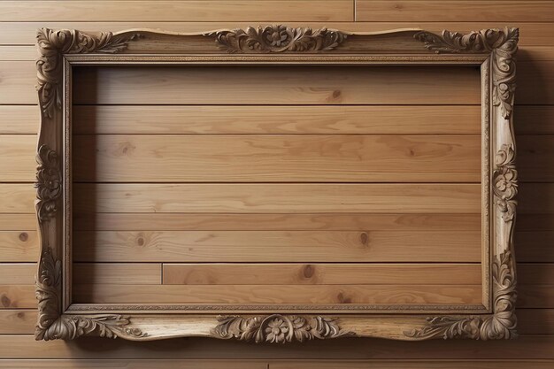 Wooden frame on a parquet floor design element