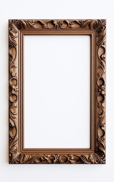 Photo wooden frame for picture on white background