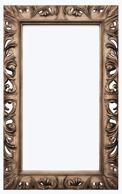 Wooden frame for picture on white background