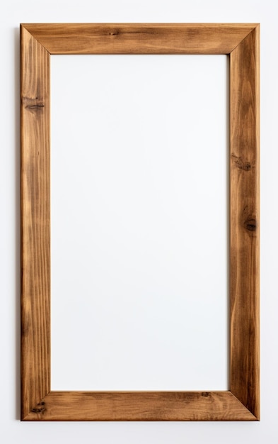 Wooden frame for picture on white background