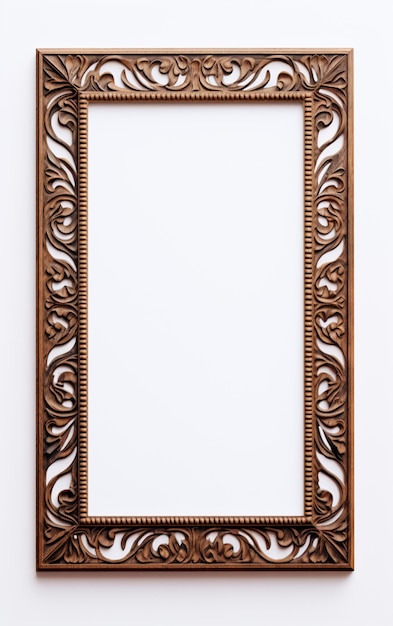 Wooden frame for picture on white background