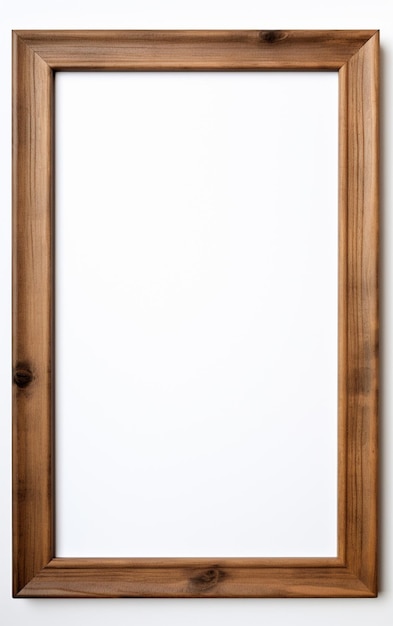 Wooden frame for picture on white background