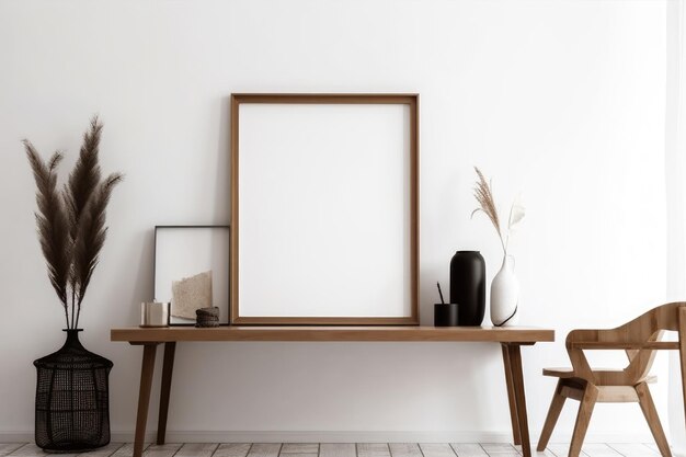 A wooden frame on a table in a living room