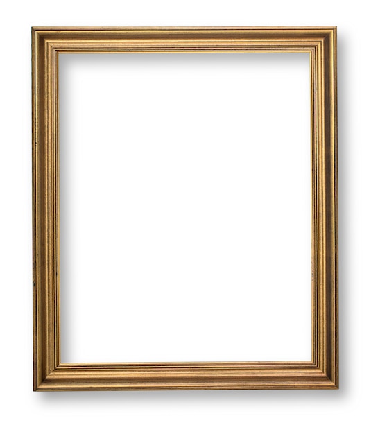 Wooden frame on white background