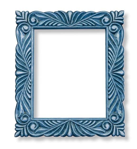 Wooden frame on white background