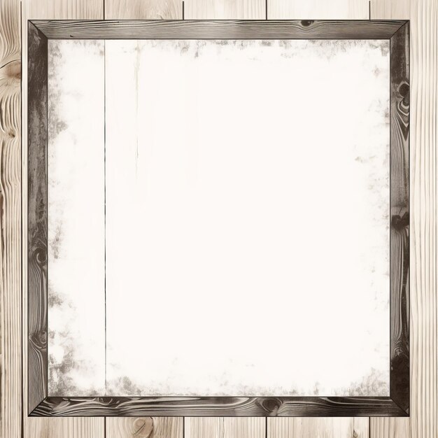 a wooden frame with a blank white paper on it