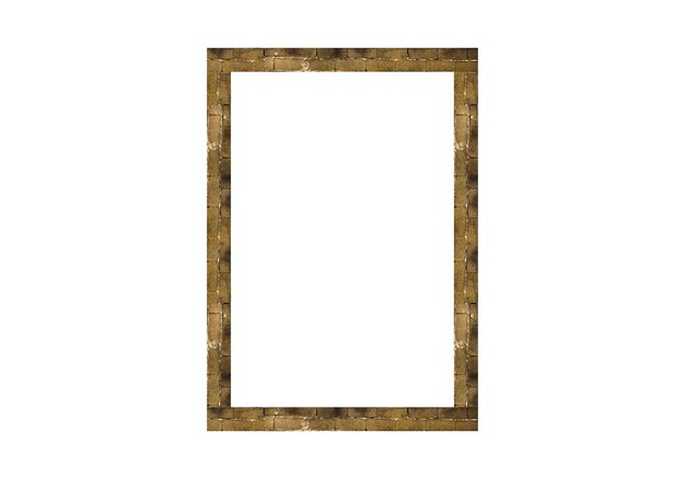 wooden frame with isolated white background front view of classic wooden frame for A4 image or text with clipping path