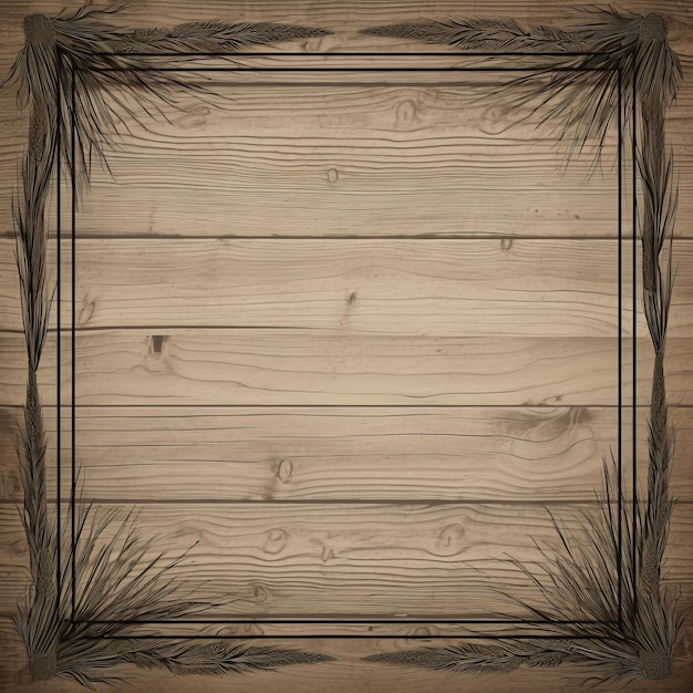 wooden frame with pine branches on it