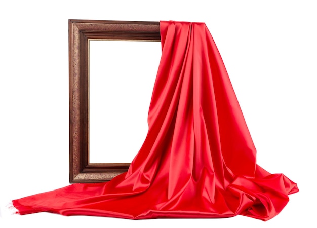 Photo wooden frame with red silk