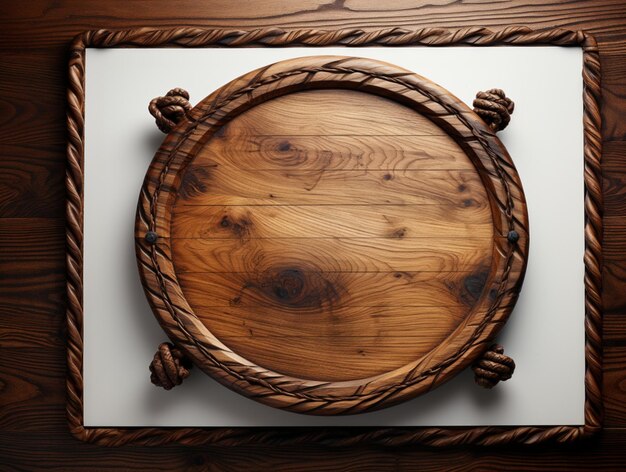 Photo a wooden frame with a round frame that says  a wooden circle