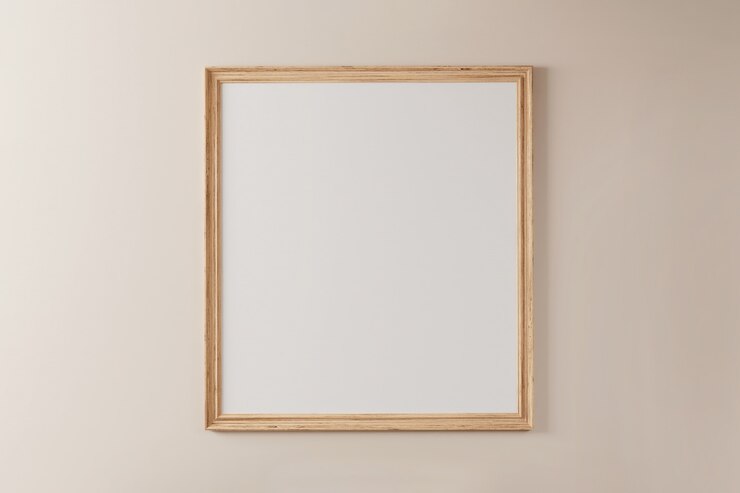 Photo 파스텔 페인트 벽에 흰색 배경으로 나무 프레임