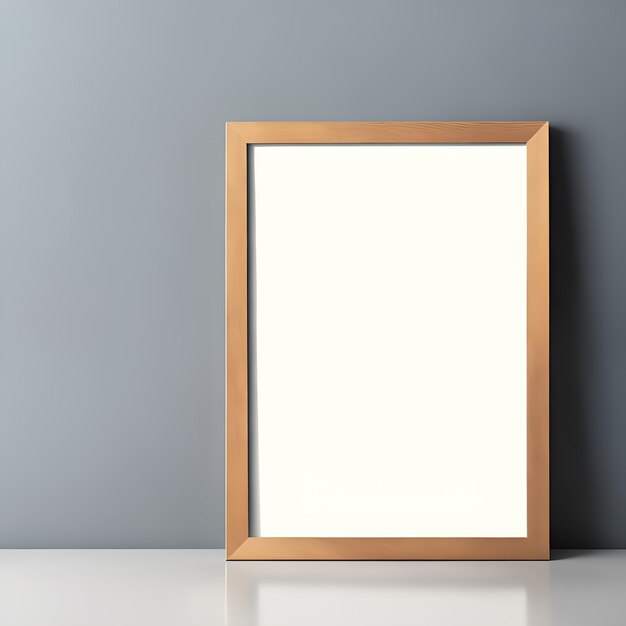 A wooden frame with a white background