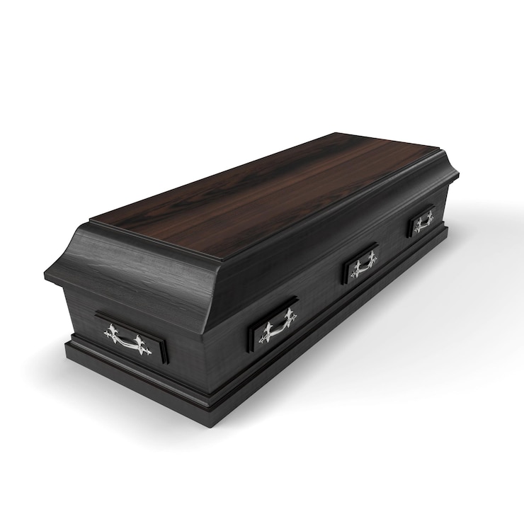 Photo wooden funeral coffin