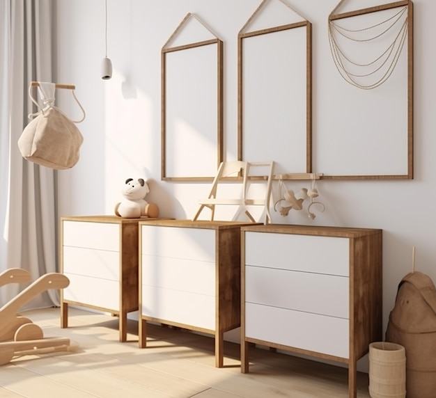 Wooden furniture in a modern nursery