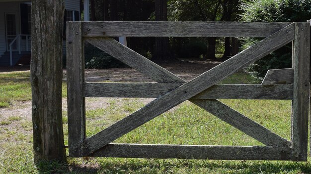 Wooden gate in front of house