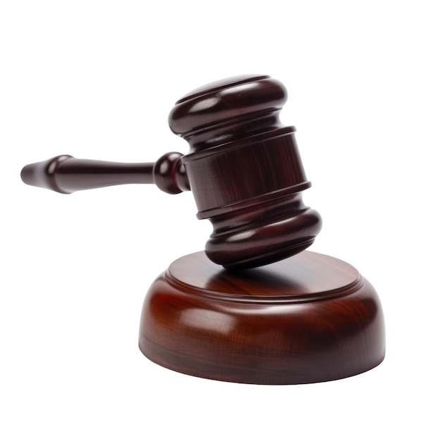 A wooden gavel is on a white background.