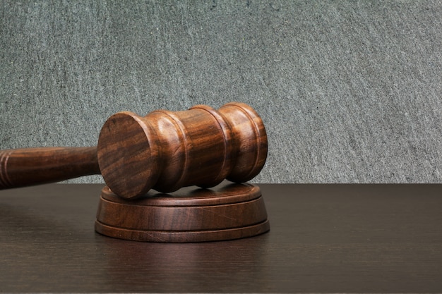 Wooden gavel on the table