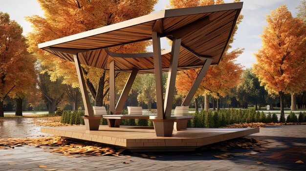 Wooden gazebo for a country house in nature AI generation