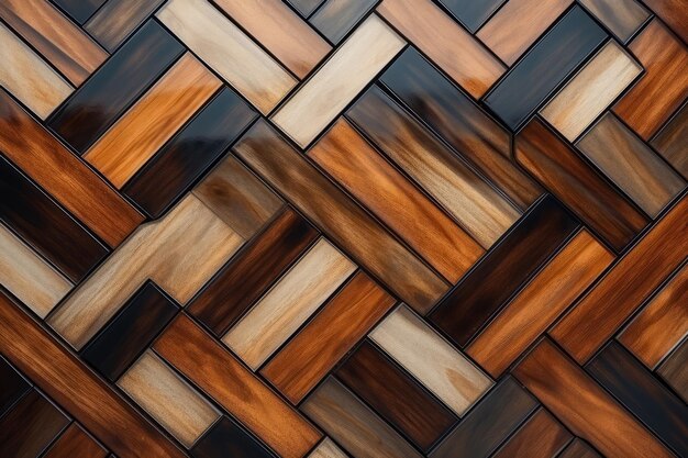 Wooden glazed glossy mosaic background Geometric pattern tile Generative AI illustration