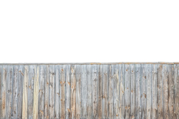 Wooden grey fence background isolated over white background. Fence texture concept