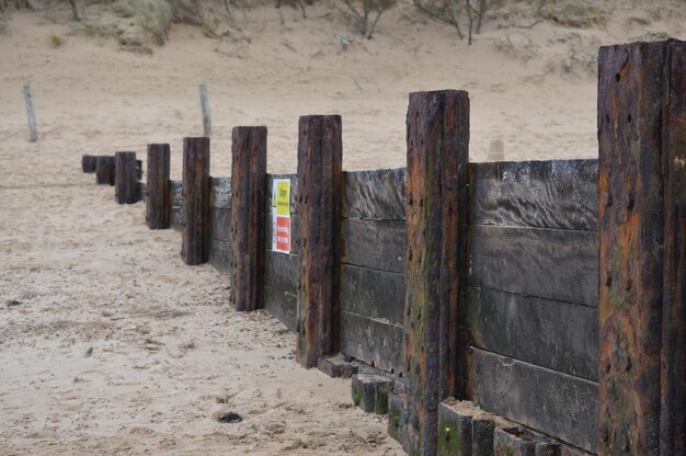 Photo wooden groyne at beach