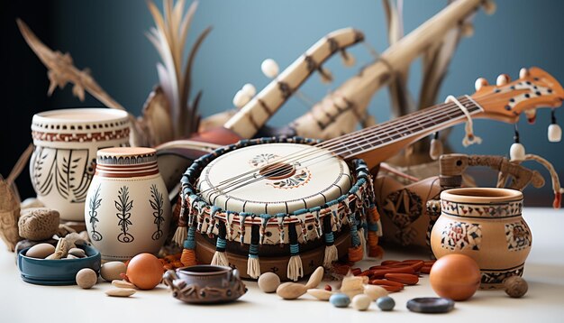Фото Деревянные керамические чаши для гитары маракасы - праздник культур, созданных искусственным интеллектом
