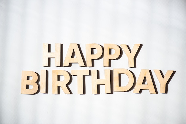 Wooden happy birhday text