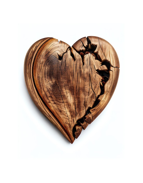 Wooden heart on white background created with generative AI