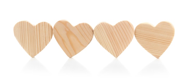 Wooden hearts isolated on white