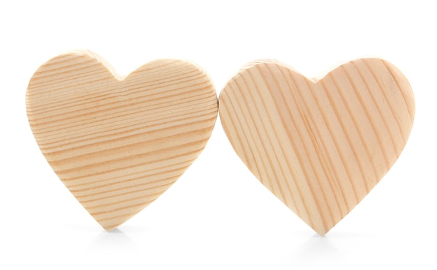 Wooden hearts isolated on white